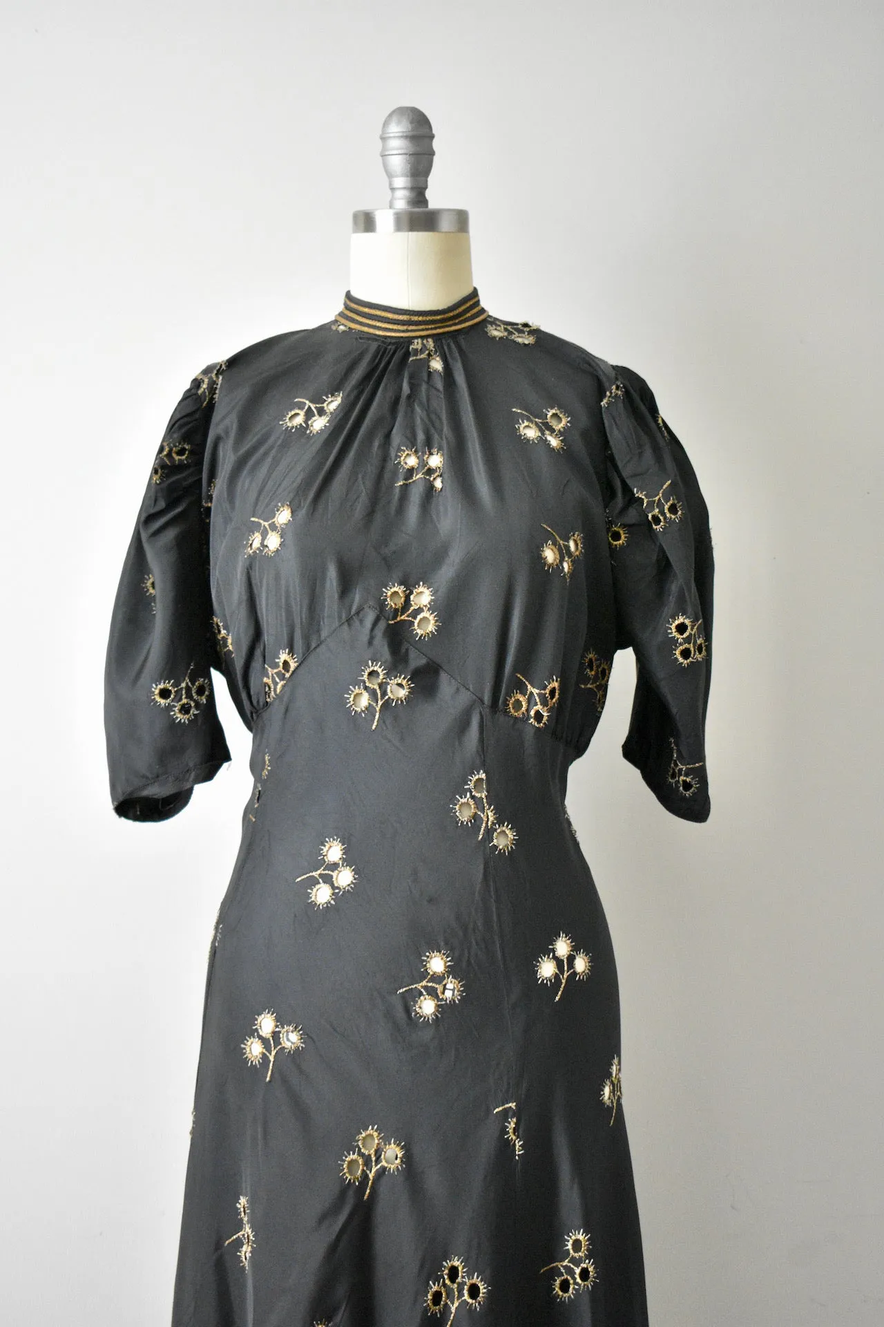 Vintage 1930s Black Eyelet Dress