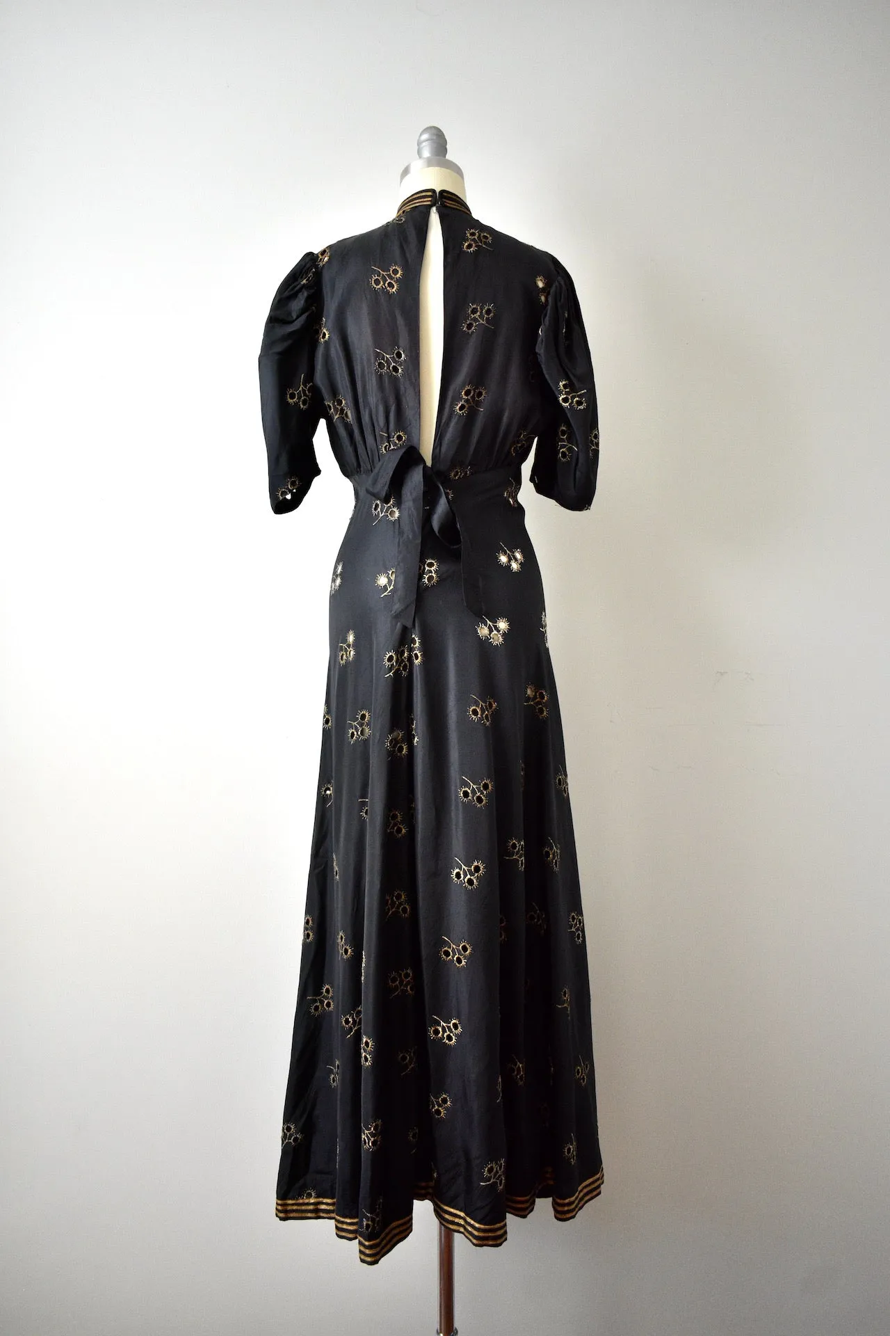 Vintage 1930s Black Eyelet Dress