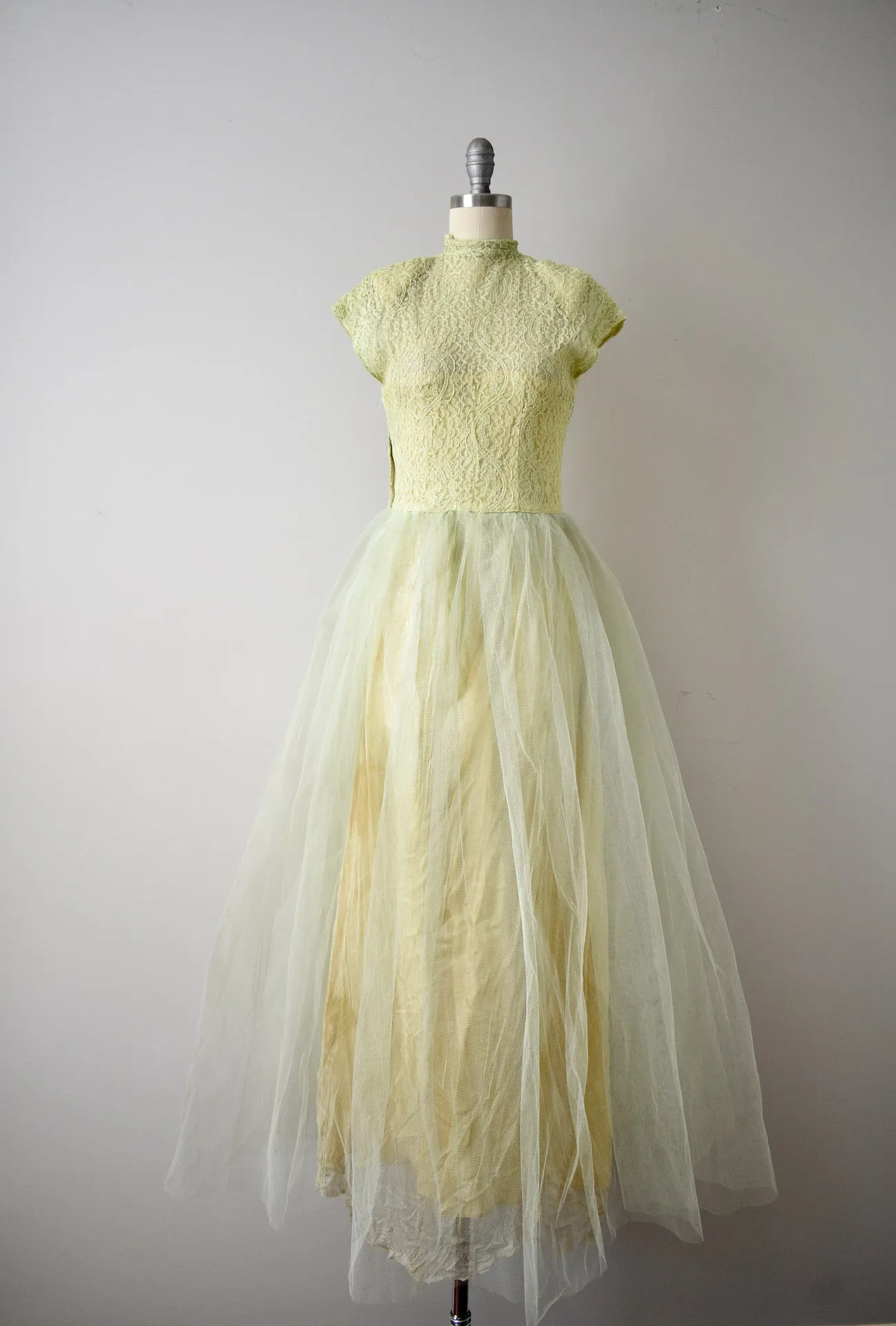 Vintage 1950s Chartreuse Gown AS IS