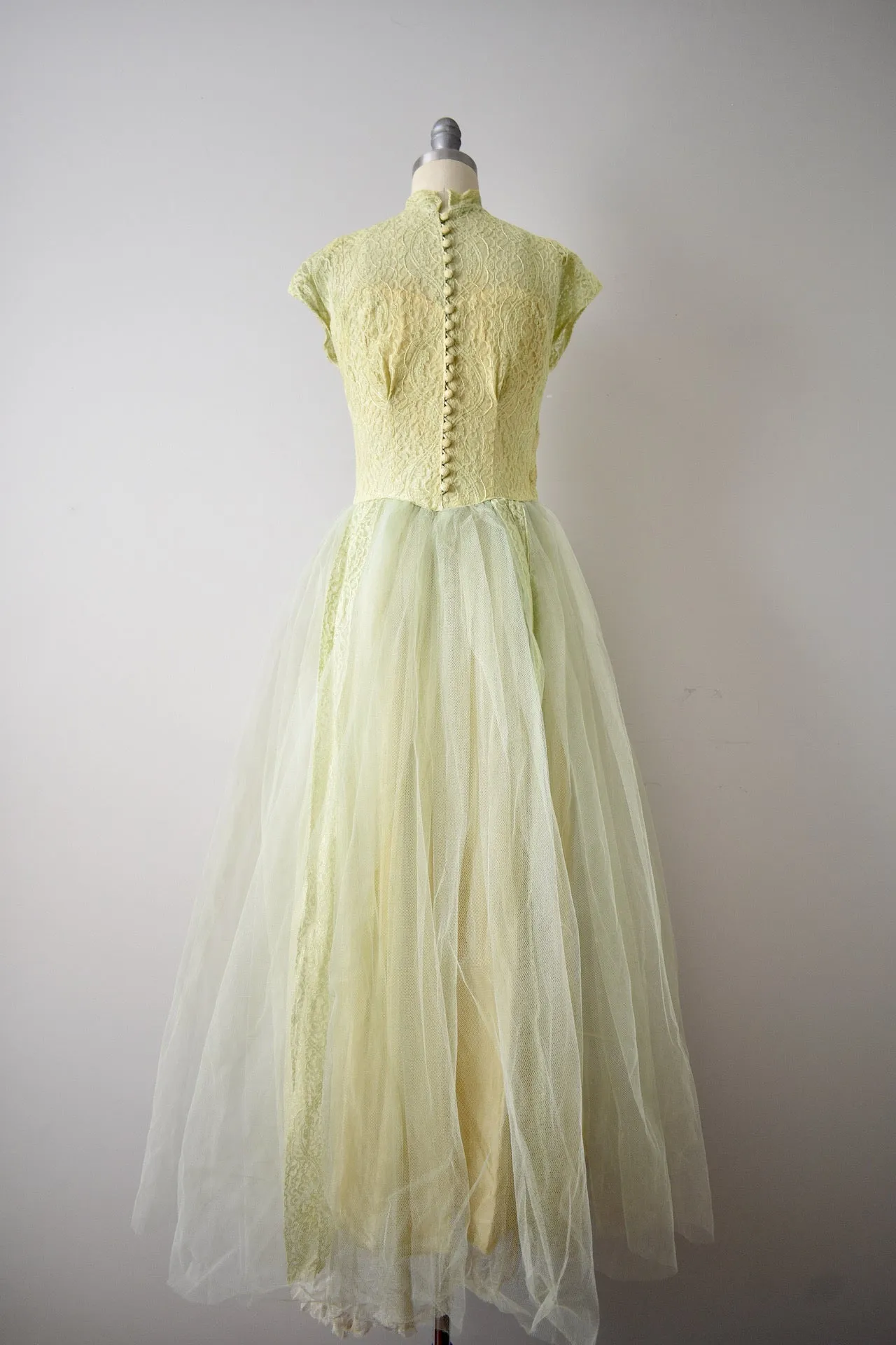 Vintage 1950s Chartreuse Gown AS IS