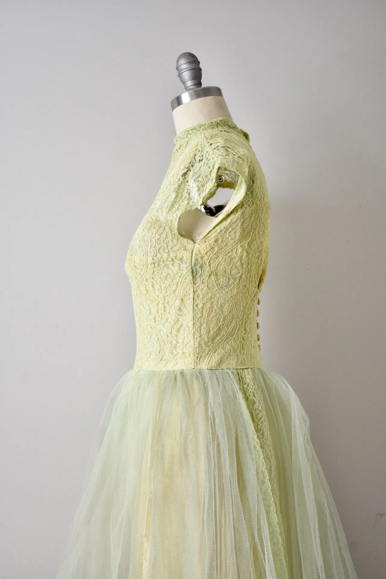 Vintage 1950s Chartreuse Gown AS IS
