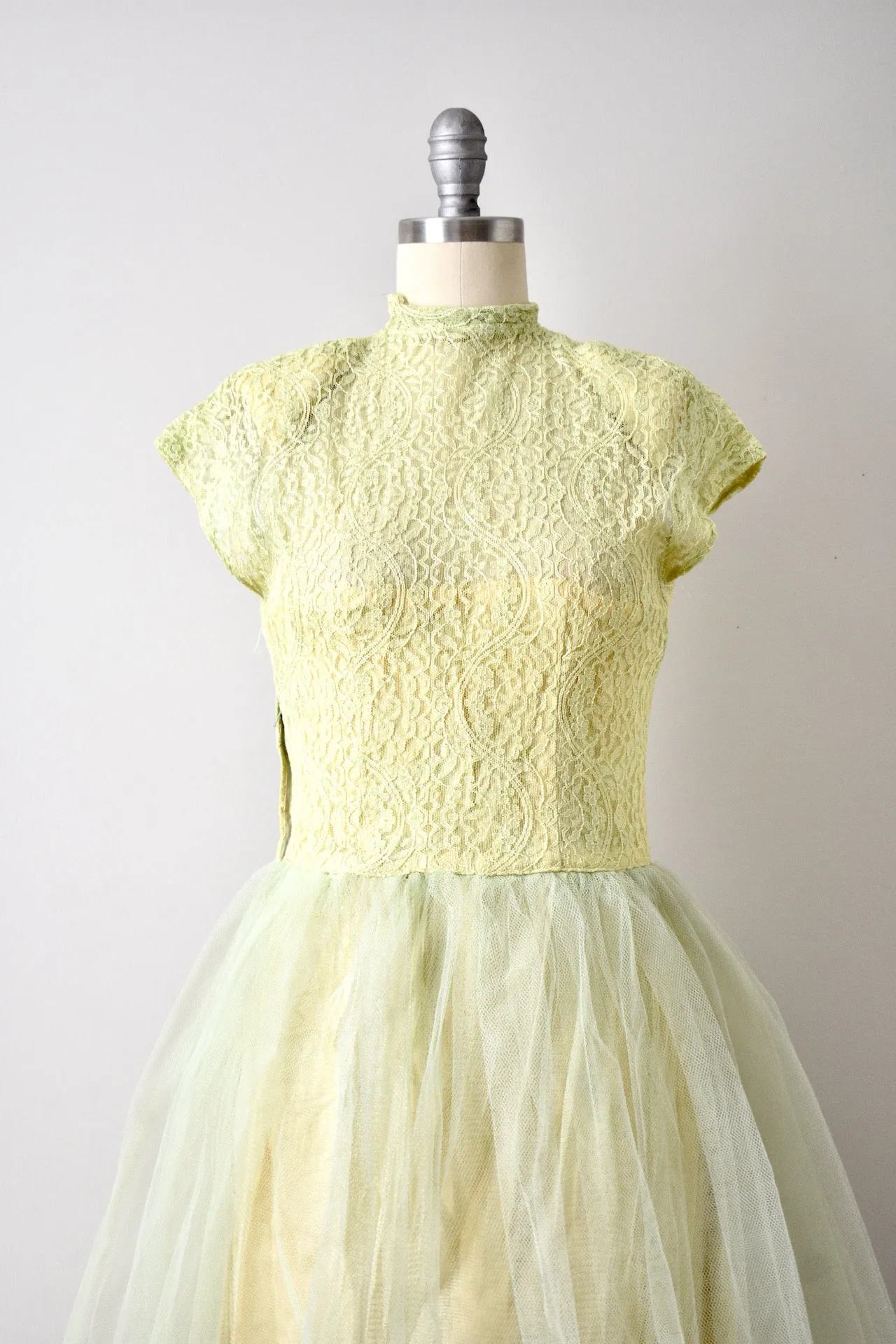 Vintage 1950s Chartreuse Gown AS IS