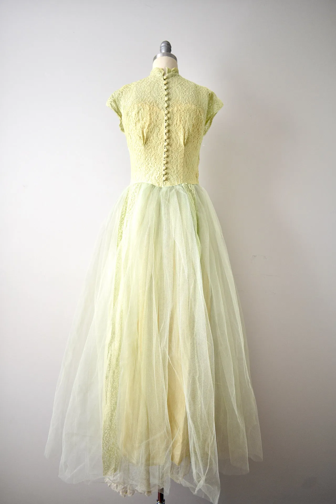 Vintage 1950s Chartreuse Gown AS IS