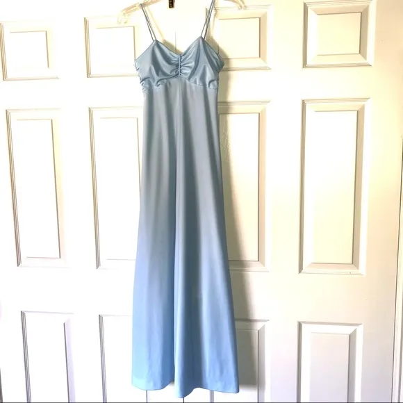 VINTAGE 70s EMPIRE WAIST MAXI DRESS BABY BLUE