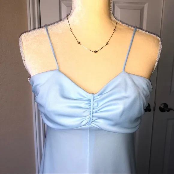 VINTAGE 70s EMPIRE WAIST MAXI DRESS BABY BLUE