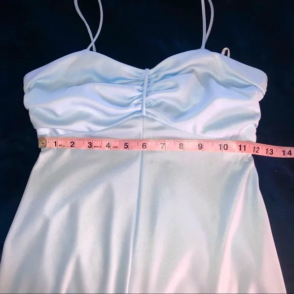 VINTAGE 70s EMPIRE WAIST MAXI DRESS BABY BLUE