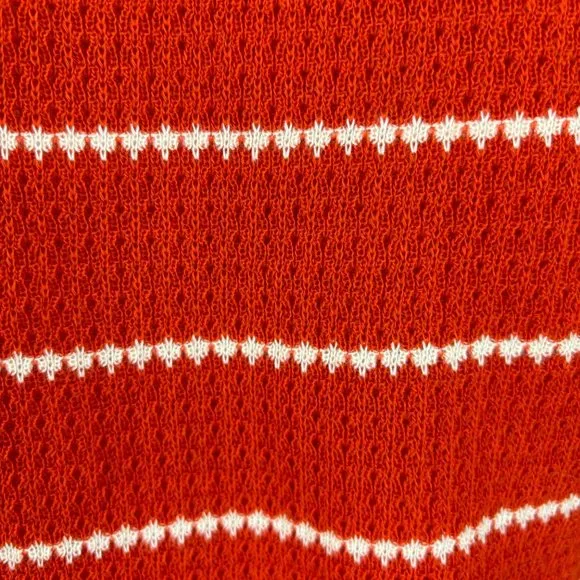 Vintage 70s Striped Sweater Women's XXS Burnt Orange Bow Neck Long Sleeve Top
