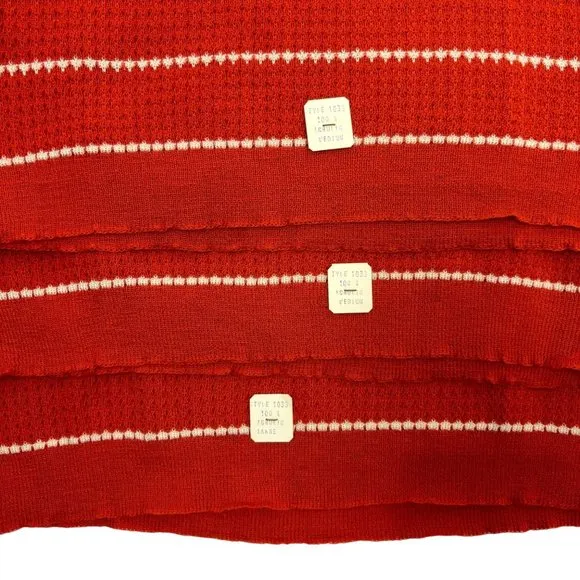 Vintage 70s Striped Sweater Women's XXS Burnt Orange Bow Neck Long Sleeve Top