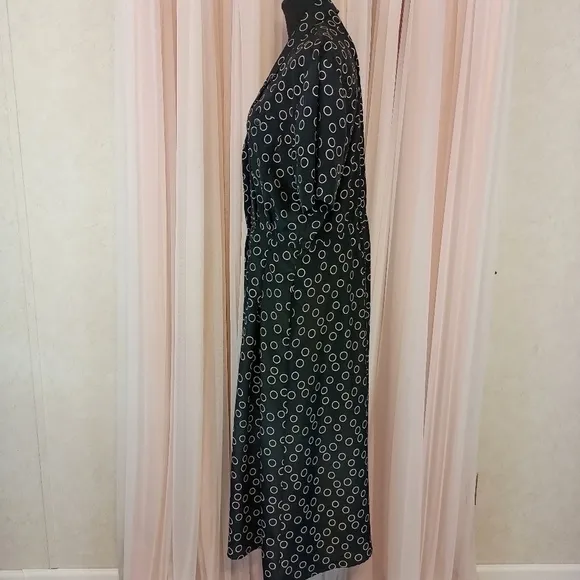 Vintage 80s Leslie Fay Womens Black Geometric Long Maxi Dress size 12 Secretary