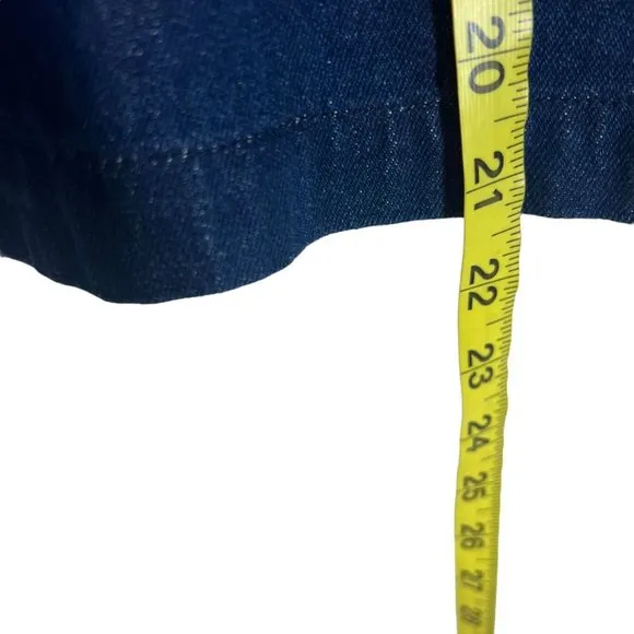 Vintage 90s Blue Denim Straight Short Waist Tie Belt Skirt 6