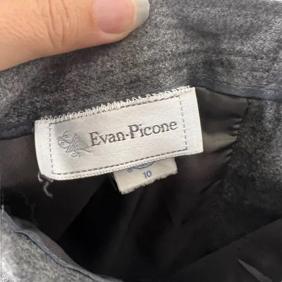 Vintage 90s Evan Picone Grey Wool Blend A Line Knee Length Small
