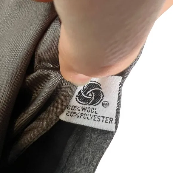 Vintage 90s Evan Picone Grey Wool Blend A Line Knee Length Small
