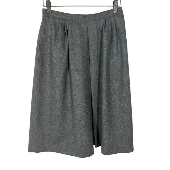 Vintage 90s Evan Picone Grey Wool Blend A Line Knee Length Small