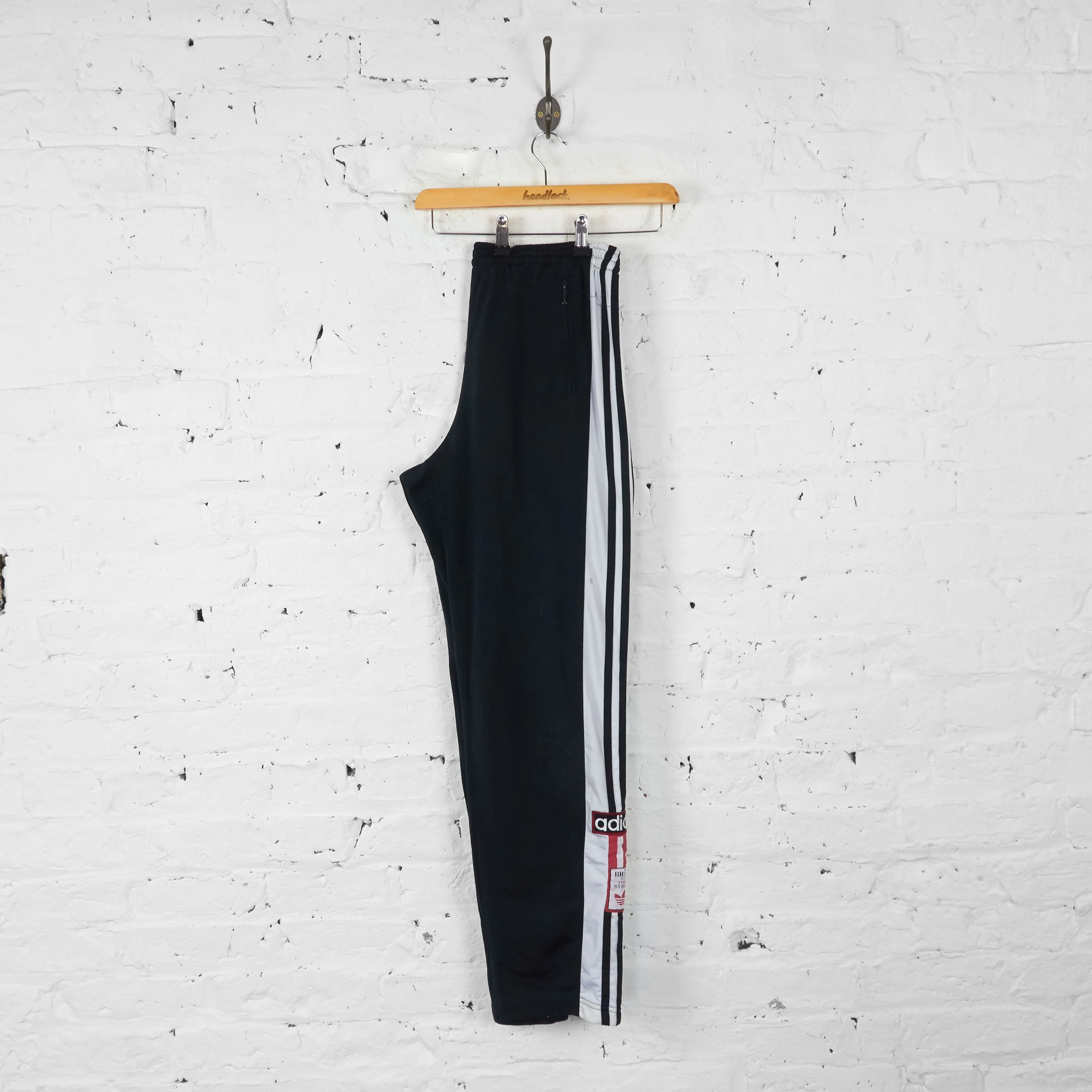 Vintage Adidas Poppers Tracksuit Bottoms - Black - M