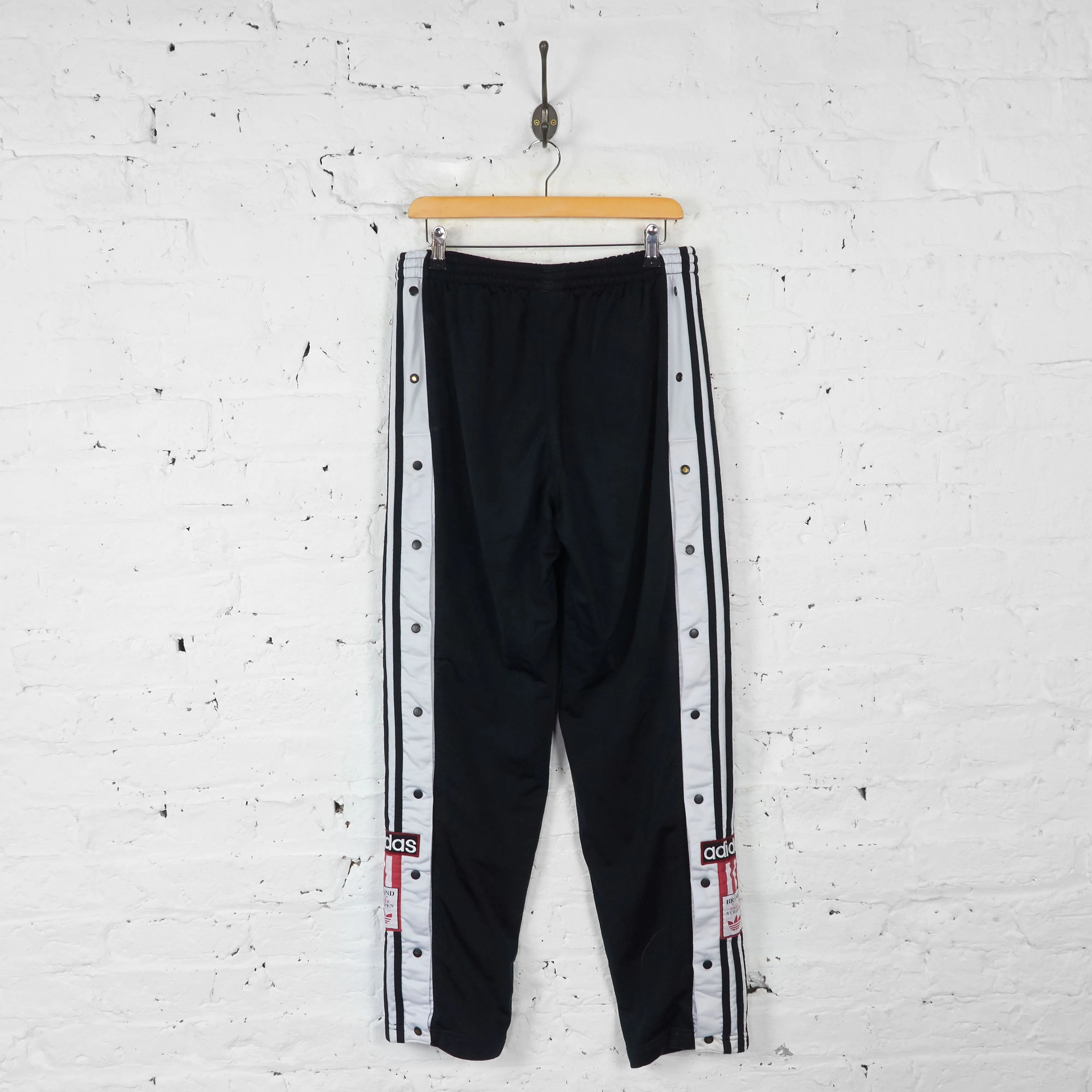 Vintage Adidas Poppers Tracksuit Bottoms - Black - M