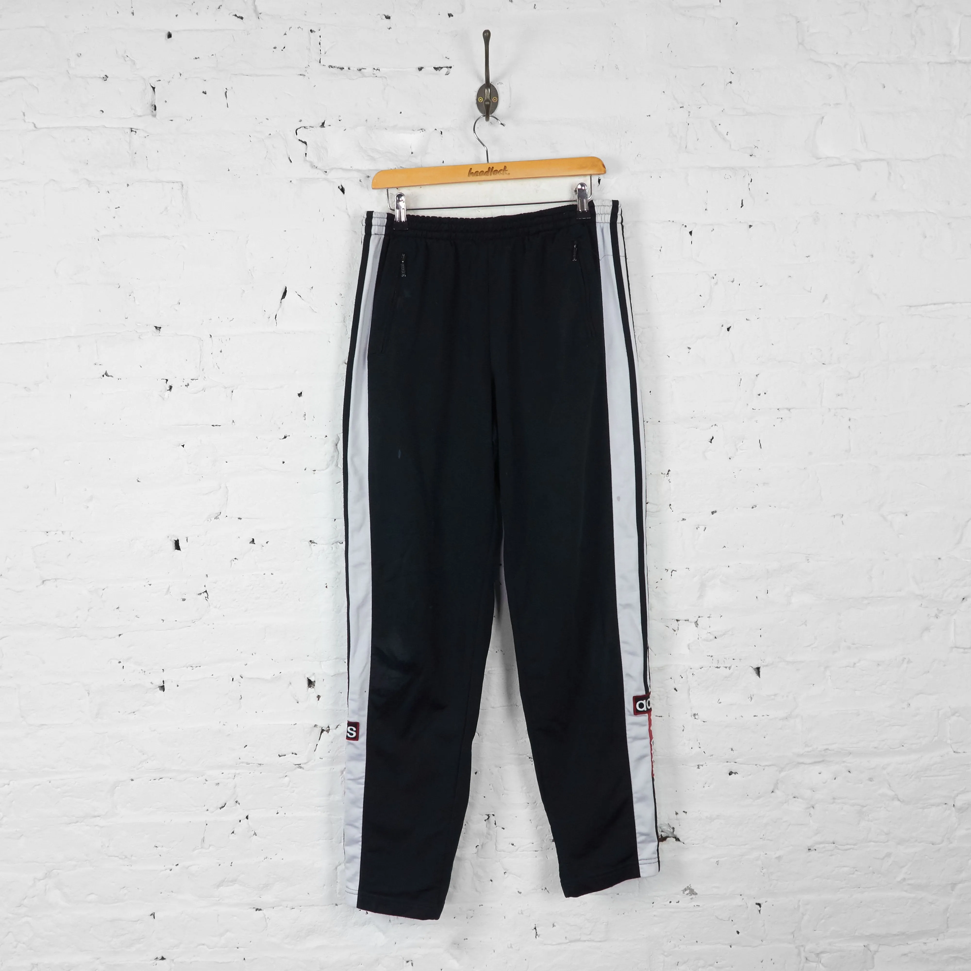 Vintage Adidas Poppers Tracksuit Bottoms - Black - M