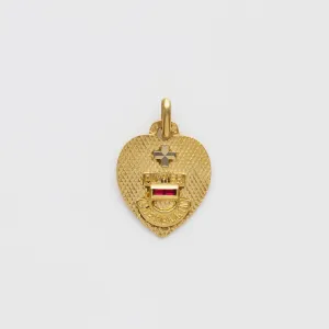 Vintage Augis 18k Solid Yellow Gold Ruby Love Token