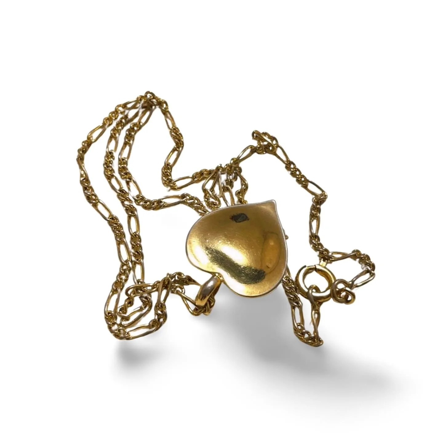 Vintage CELINE golden heart and logo with crystal pendant top skinny chain necklace. Perfect jewelry piece for any occasion. 060416ac3