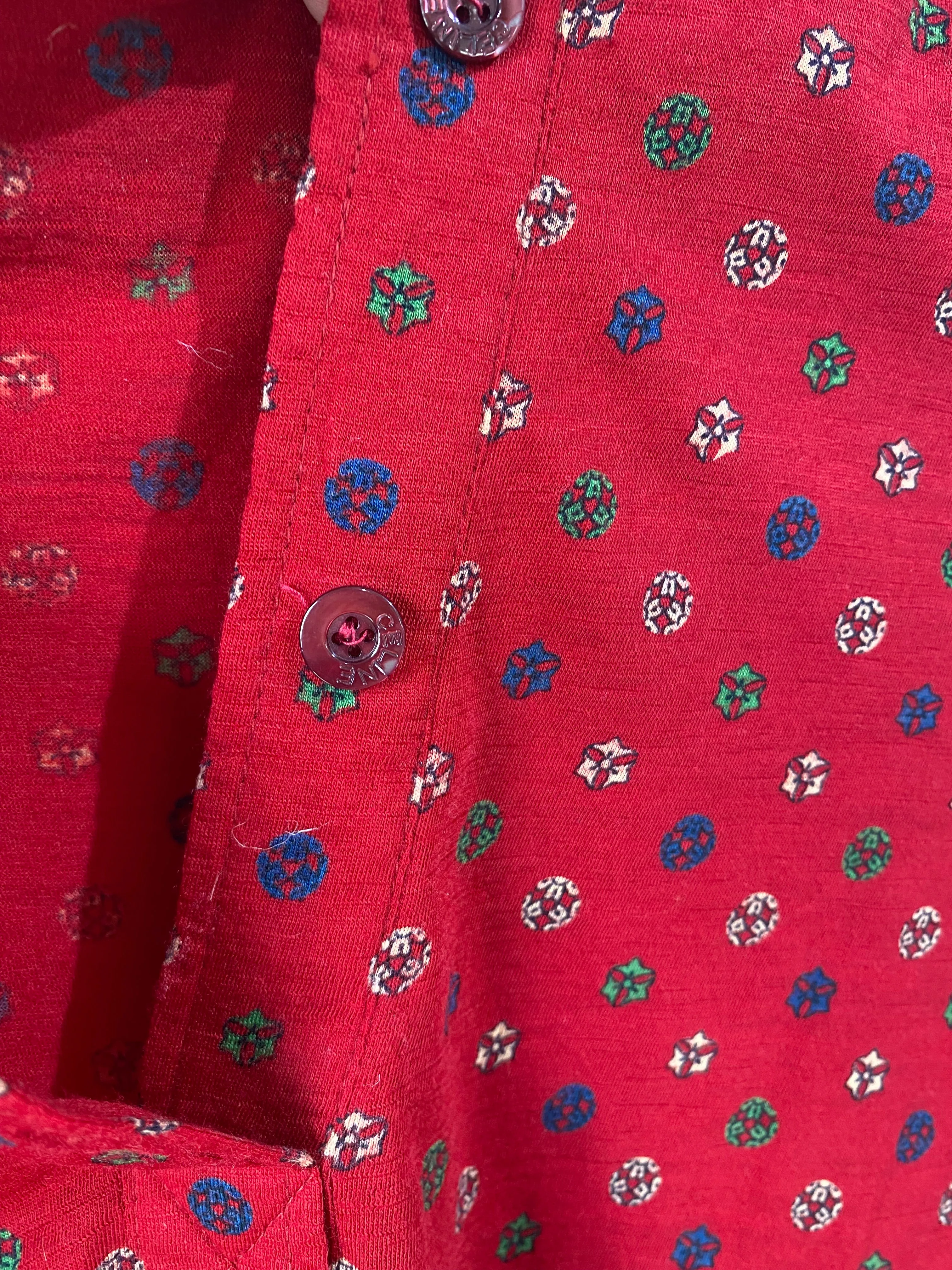 Vintage Celine Red Printed Wool Skirt Set