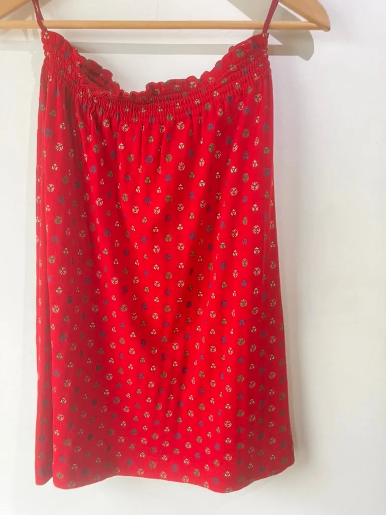 Vintage Celine Red Printed Wool Skirt Set
