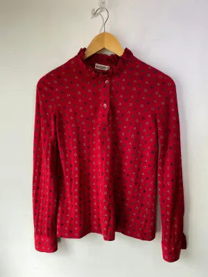 Vintage Celine Red Printed Wool Skirt Set