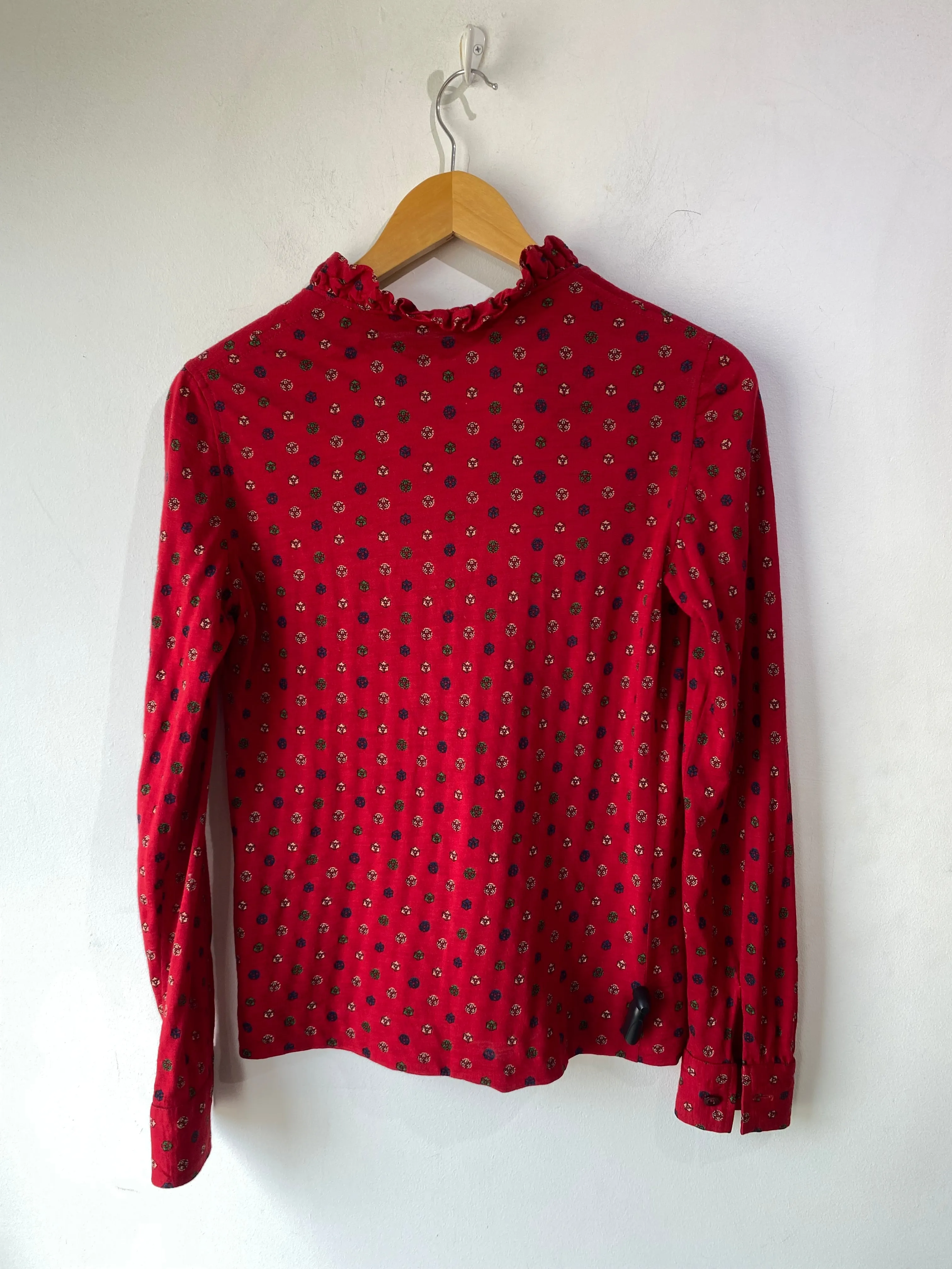 Vintage Celine Red Printed Wool Skirt Set