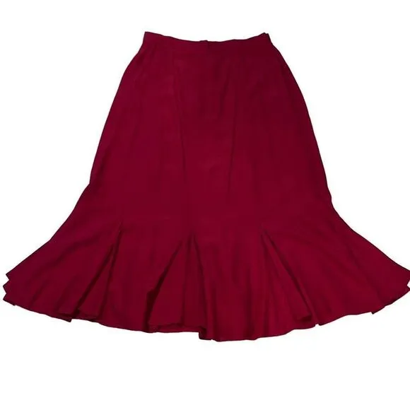 Vintage Desert West by Sherry Holt Cherry Red Flowy Long Maxi Skirt Women Small