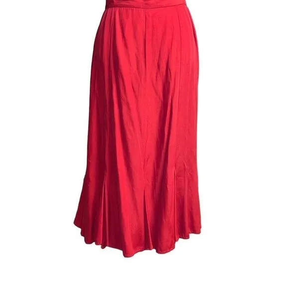 Vintage Desert West by Sherry Holt Cherry Red Flowy Long Maxi Skirt Women Small