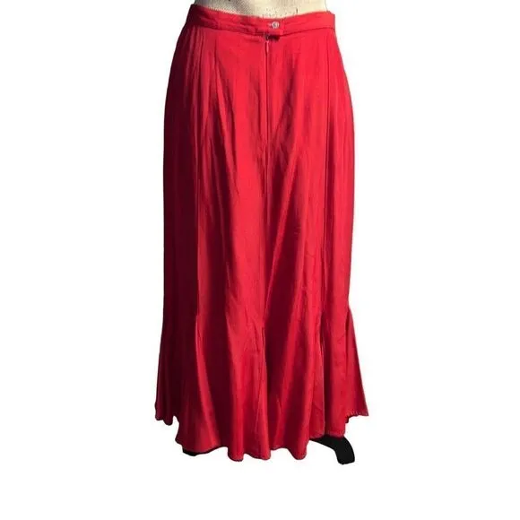 Vintage Desert West by Sherry Holt Cherry Red Flowy Long Maxi Skirt Women Small