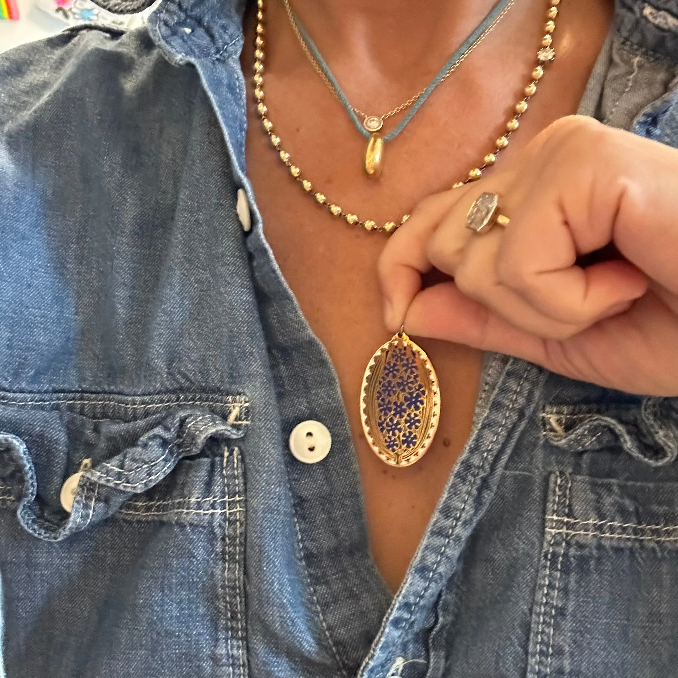 Vintage Enameled Flower Pendant