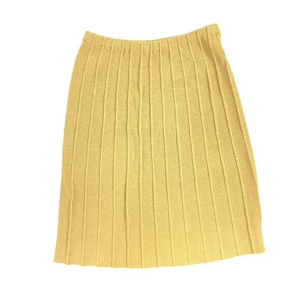 Vintage Fine Knit Skirt Size Medium 29-30&quot; Elastic Waist 1970s Ribbed A-Line