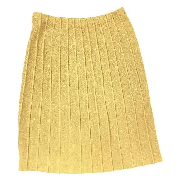 Vintage Fine Knit Skirt Size Medium 29-30&quot; Elastic Waist 1970s Ribbed A-Line