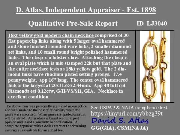 Vintage Jumbo Paper Clip Chain, with Diamonds
