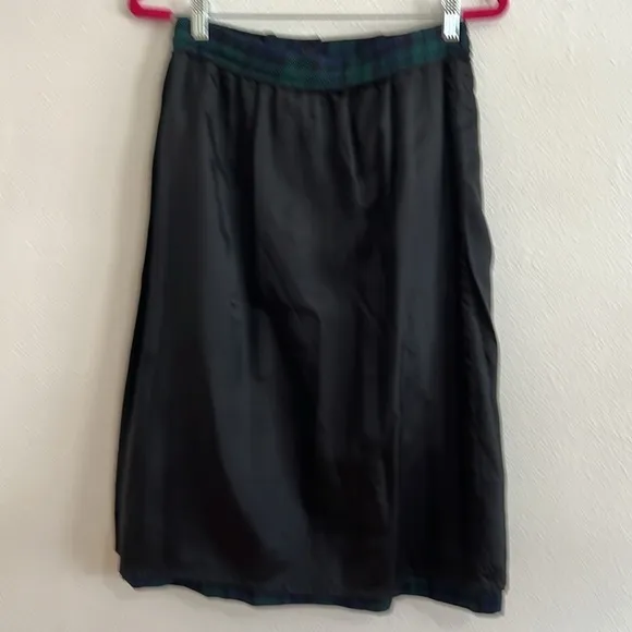 Vintage Leslie Fay Size 8 Blue Green School Girl Plaid Lined Wool Blend Skirt