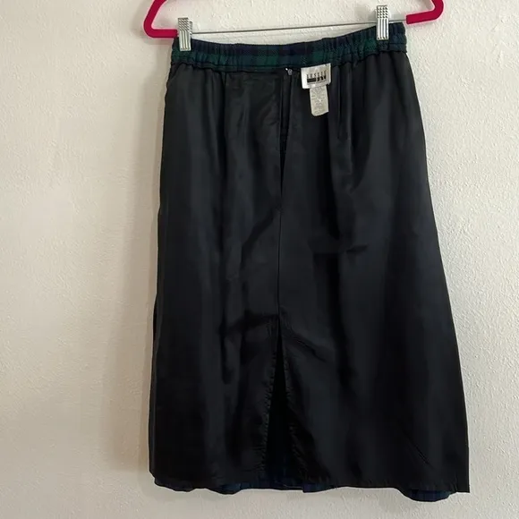 Vintage Leslie Fay Size 8 Blue Green School Girl Plaid Lined Wool Blend Skirt