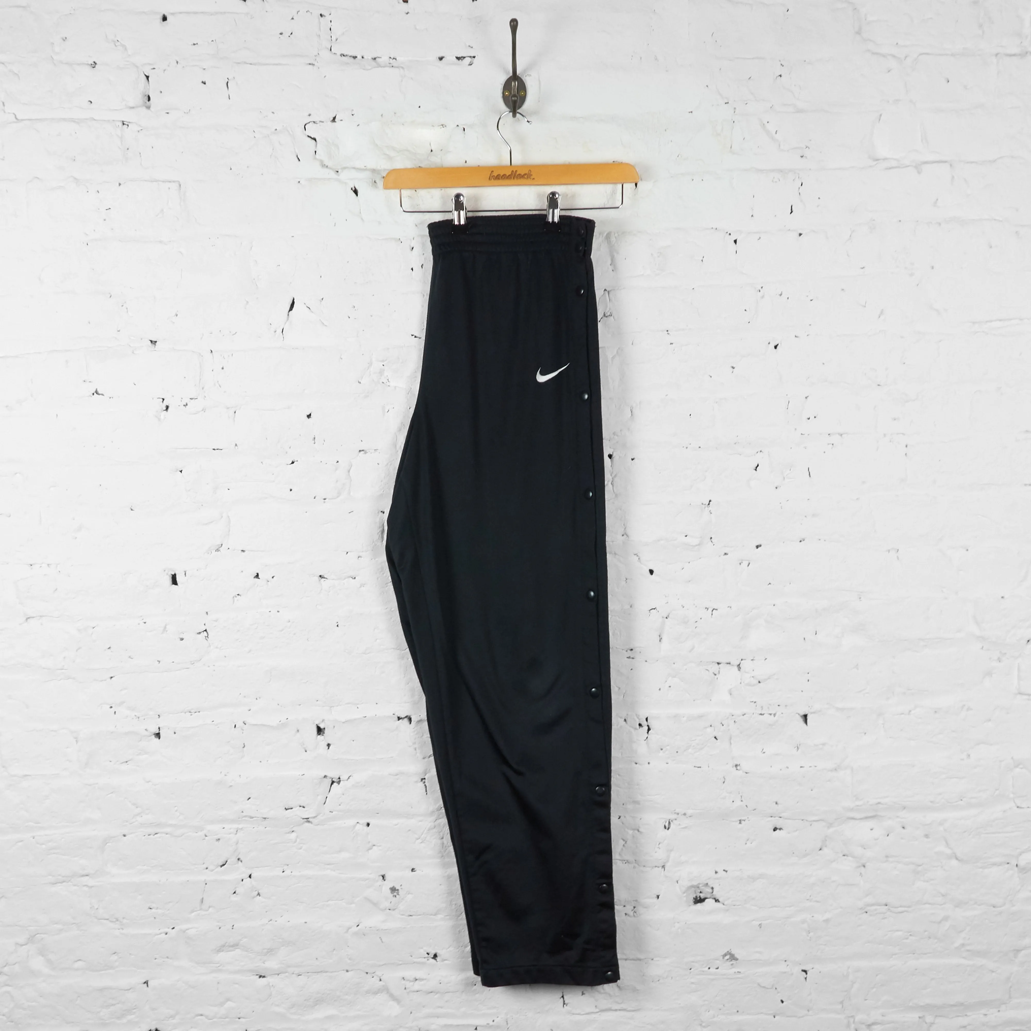 Vintage Nike Poppers Tracksuit Bottoms - Black - XL