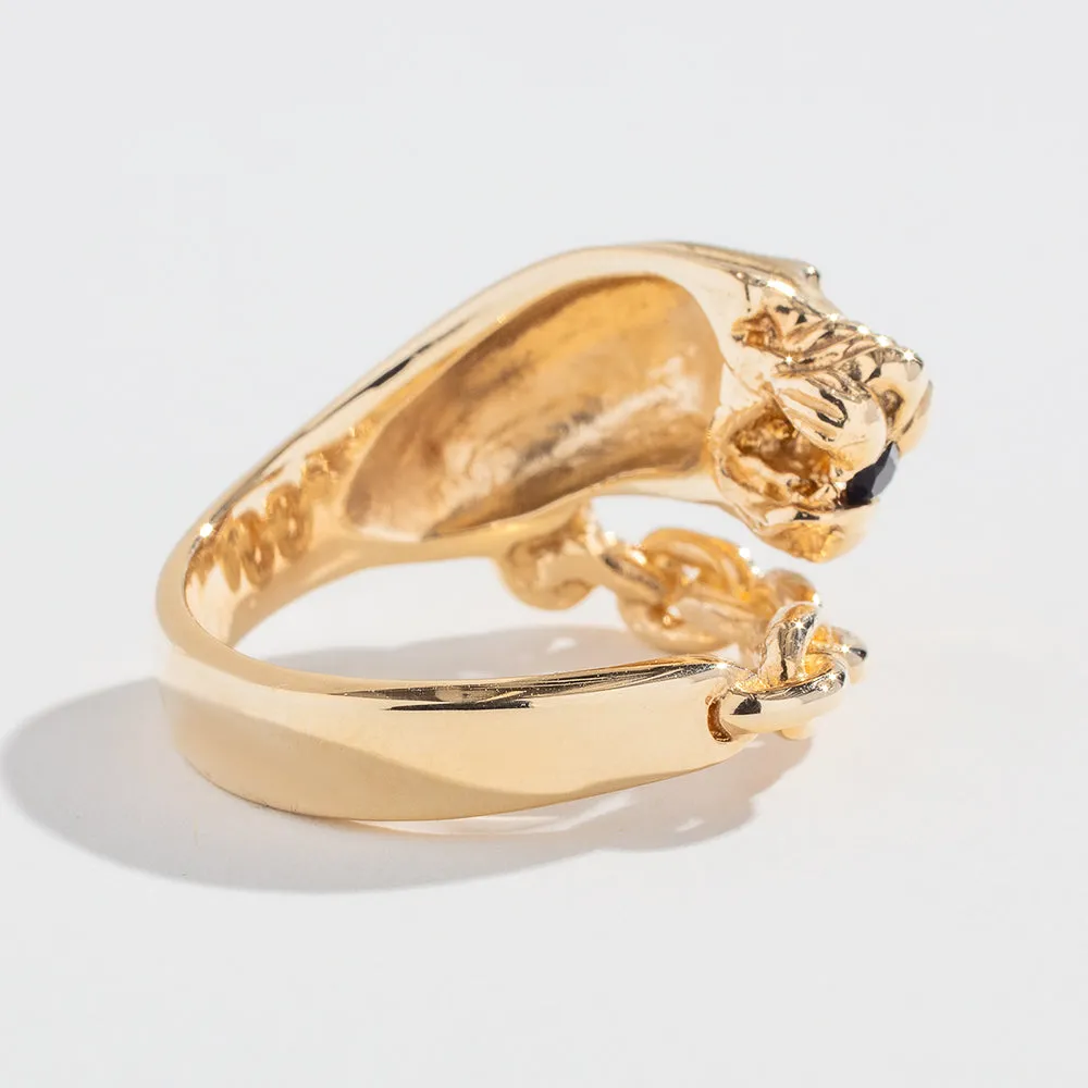VINTAGE PANTHER IN CHAINS RING | ONYX