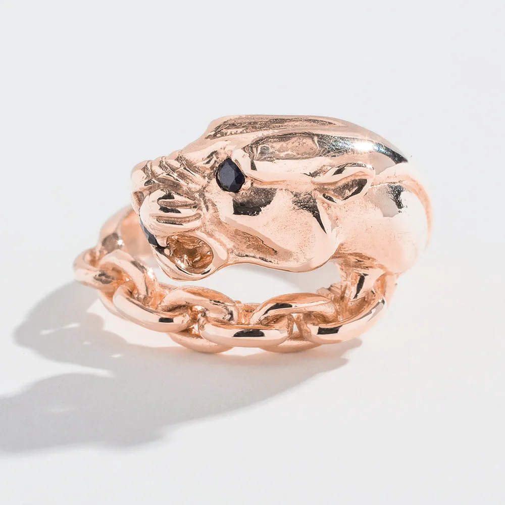 VINTAGE PANTHER IN CHAINS RING | ONYX
