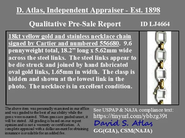 Vintage Steel & Gold Chain by Cartier