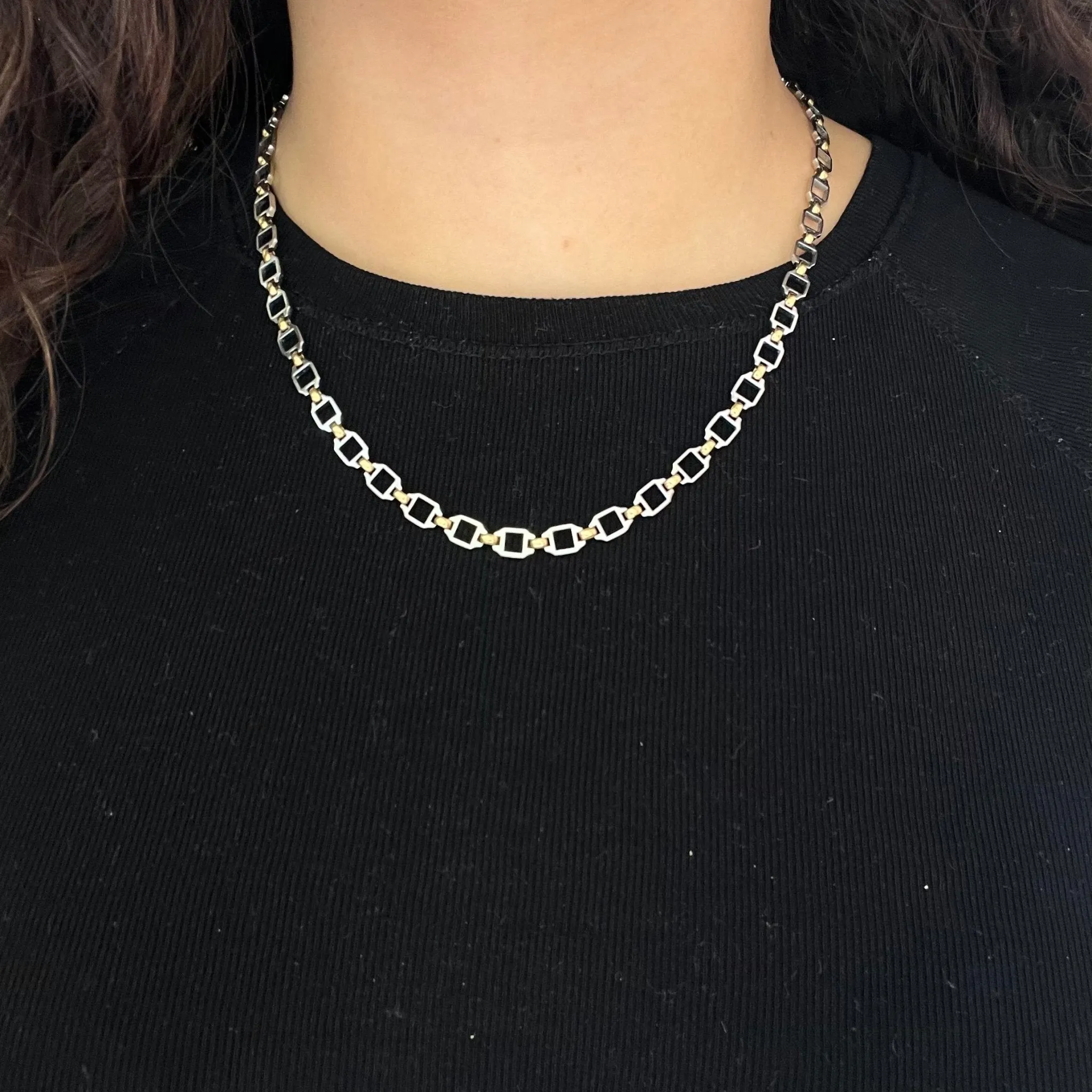 Vintage Steel & Gold Chain by Cartier