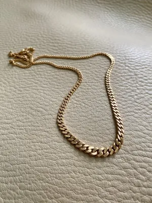 Vintage Swedish 18k gold graduated curb link necklace - 17.25 inch length