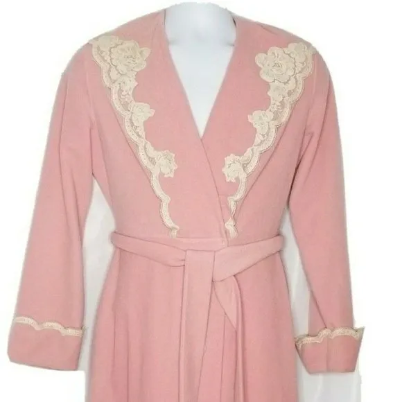 Vintage Vanity Fair Long Velour Robe Size 14 Rose