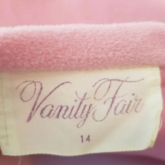 Vintage Vanity Fair Long Velour Robe Size 14 Rose