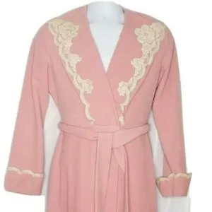 Vintage Vanity Fair Long Velour Robe Size 14 Rose