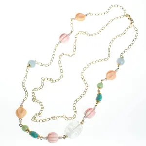 Vintage Yosca Necklace with Pastel Beads and Pearls