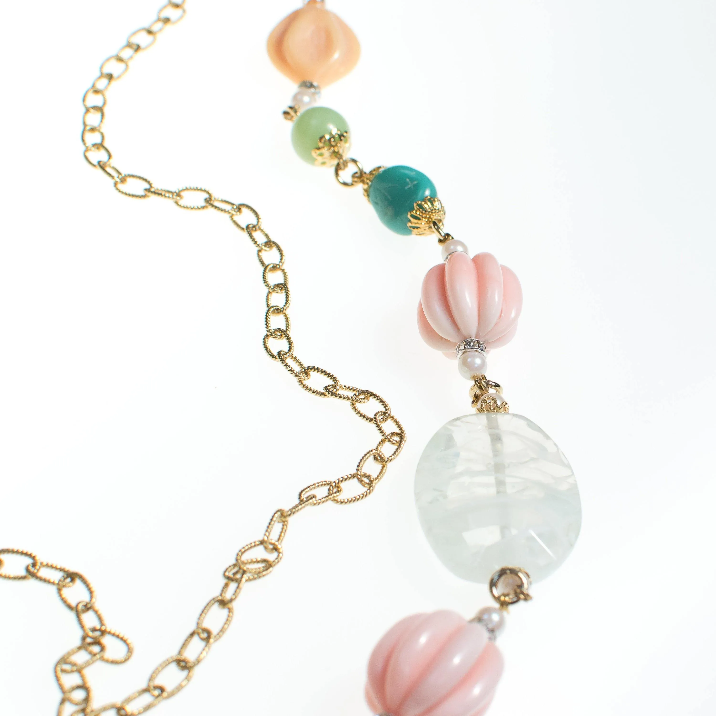 Vintage Yosca Necklace with Pastel Beads and Pearls