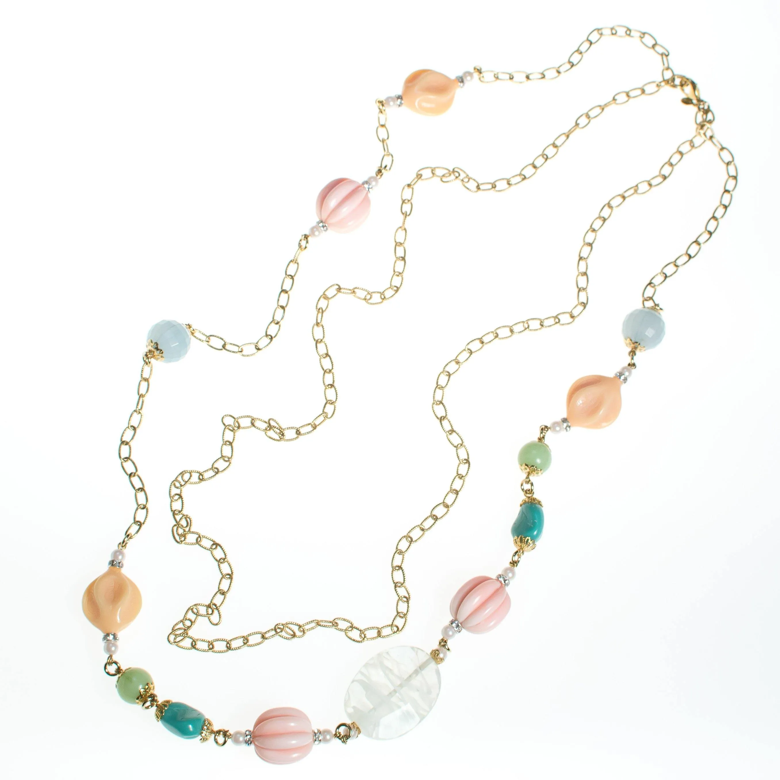 Vintage Yosca Necklace with Pastel Beads and Pearls