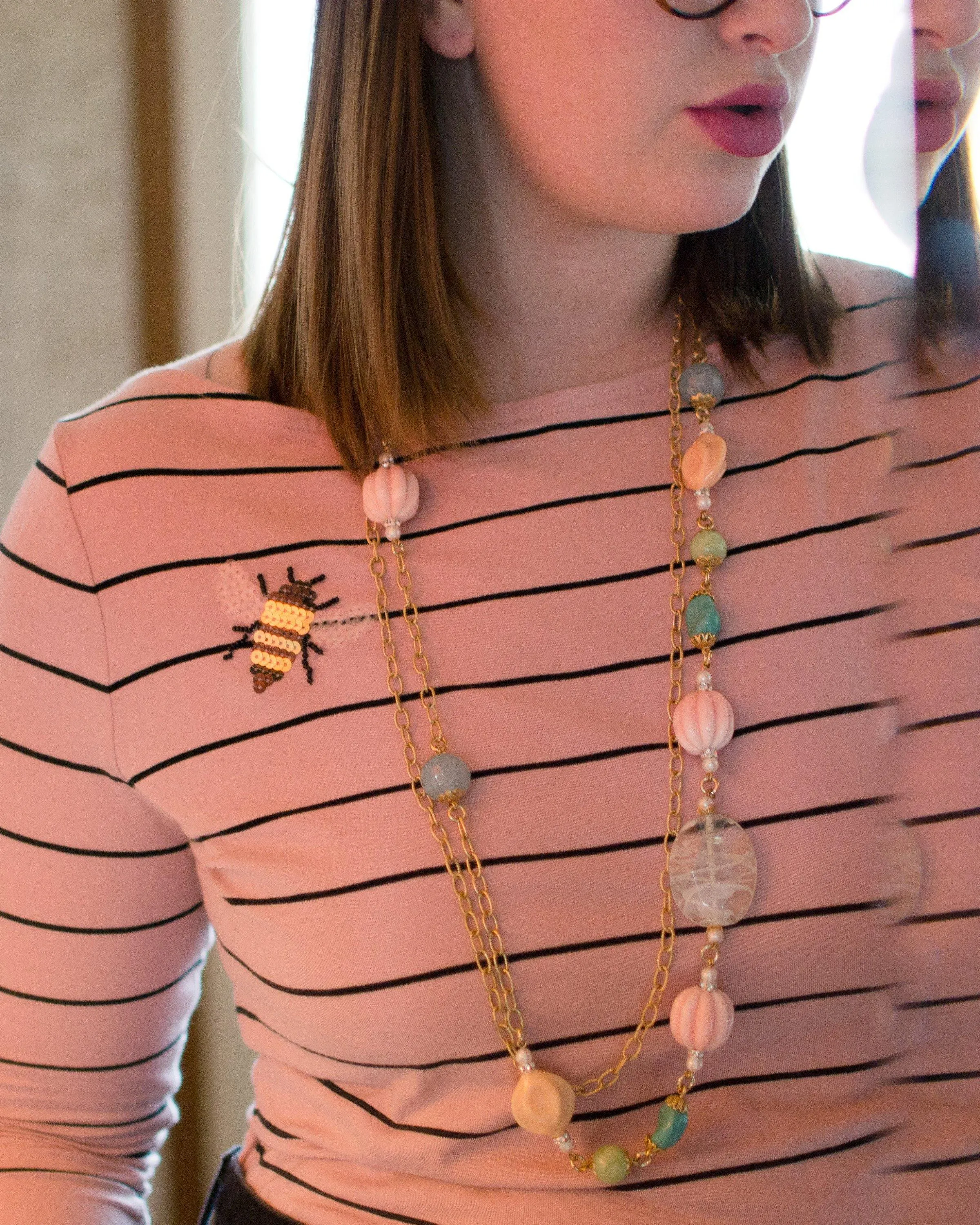 Vintage Yosca Necklace with Pastel Beads and Pearls