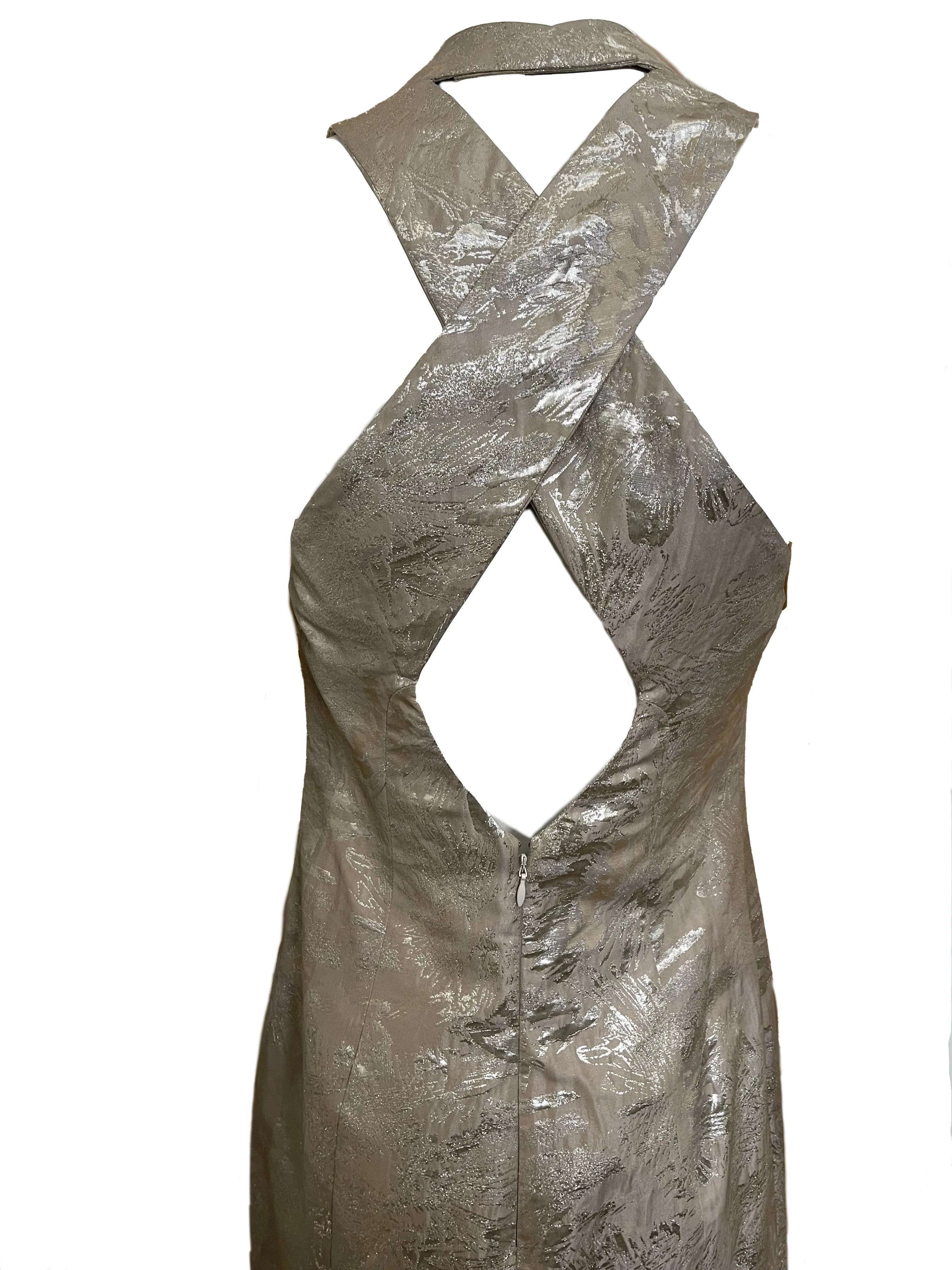 Vivienne Westwood 90s Silver Brocade Mini Dress