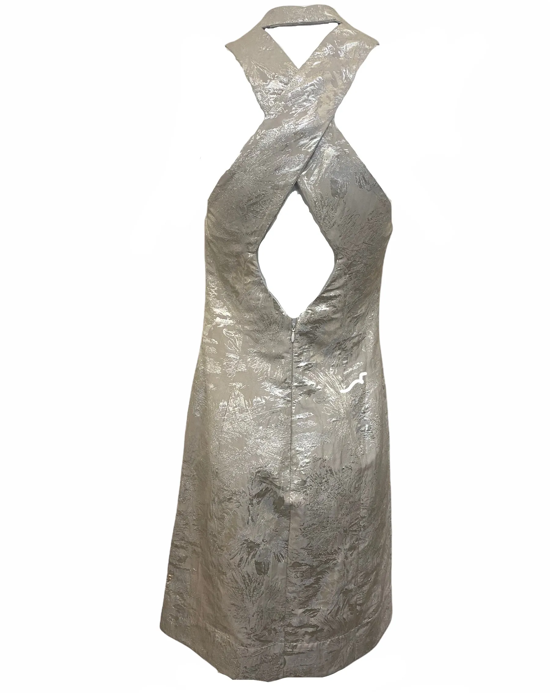 Vivienne Westwood 90s Silver Brocade Mini Dress